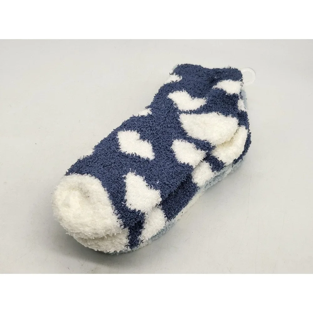 CozySoft Ladies 3‎ Pair Fuzzy Ankle Socks Blue White Cozy Warm Soft Size 4-10